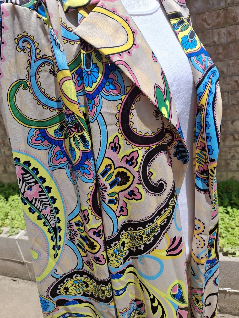 Nina Parker Paisley 2-Piece Matching Set Duster & Wide Leg Pants Women Size 1X - Picture 9 of 16